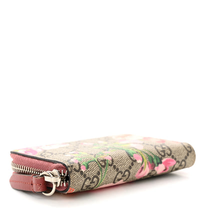Gucci GG Supreme Monogram Blooms Zip Around Card Case Wallet Beige Multicolor Dry Rose 4 of 9