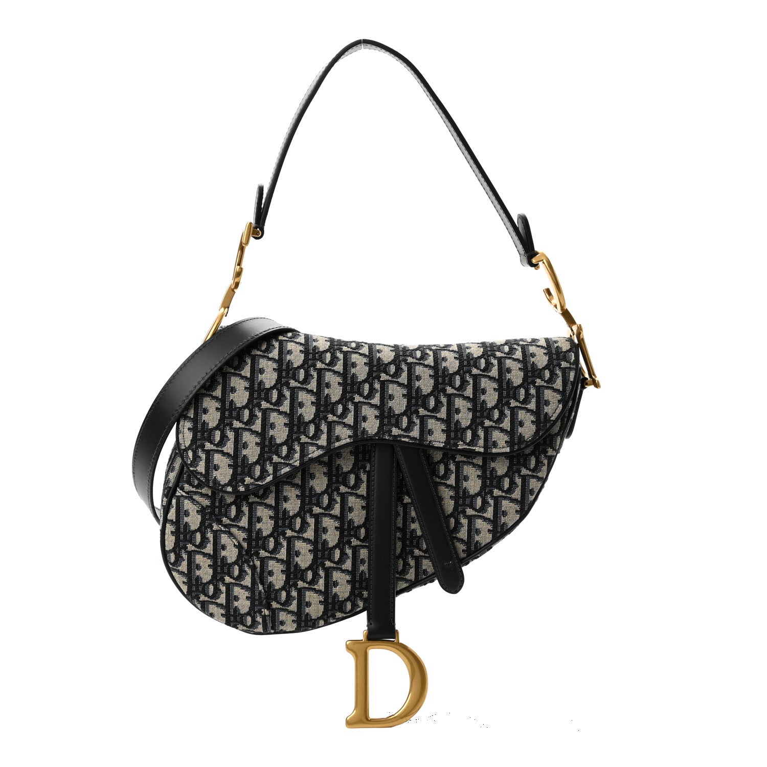 Christian Dior Oblique Saddle Bag With Strap Blue 1 of 11