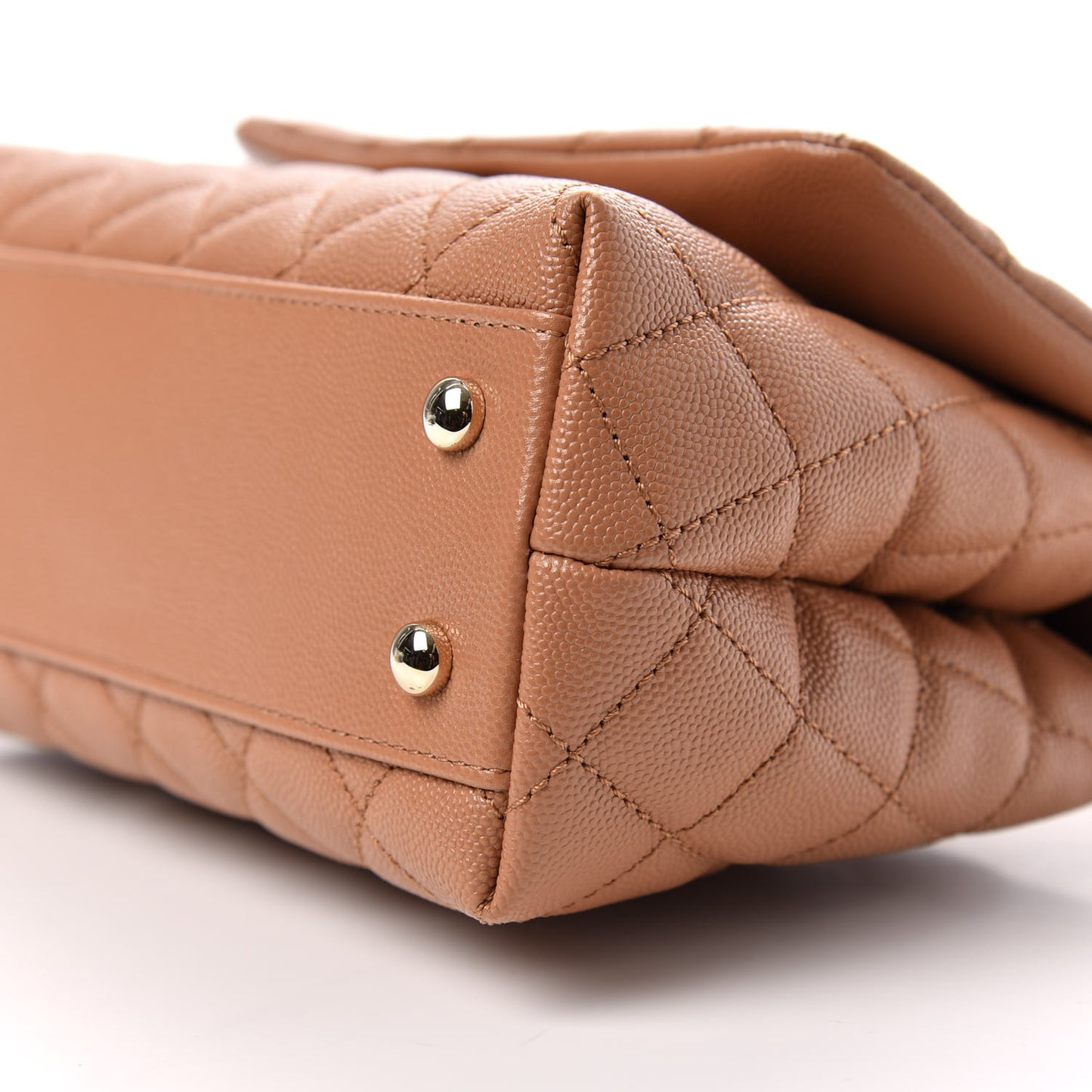 Caviar Quilted Mini Coco Handle Flap Brown