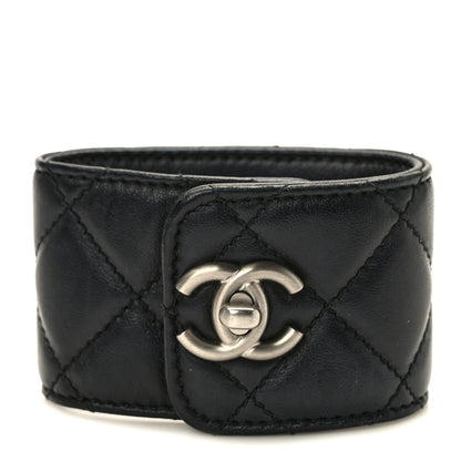 Chanel Lambskin Quilted CC Turnlock Cuff Bracelet M Black 1 of 7