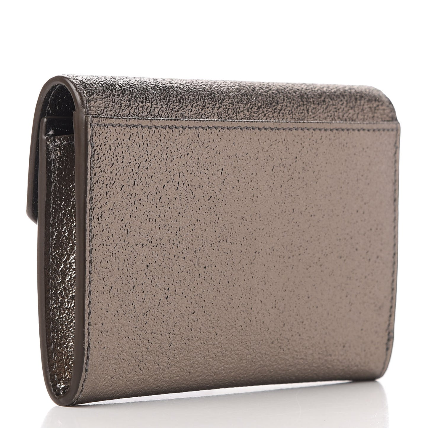 Grained Metallic Calfskin Small Monogram Envelope Wallet Bronze