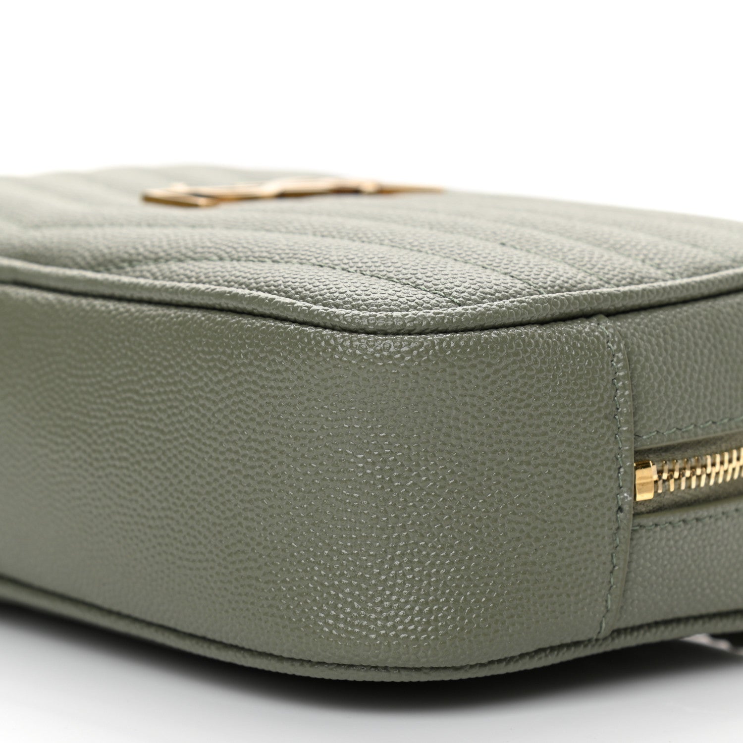 Saint Laurent Grain De Poudre Matelasse Monogram Mini Lou Camera Bag Light Sage 10 of 11