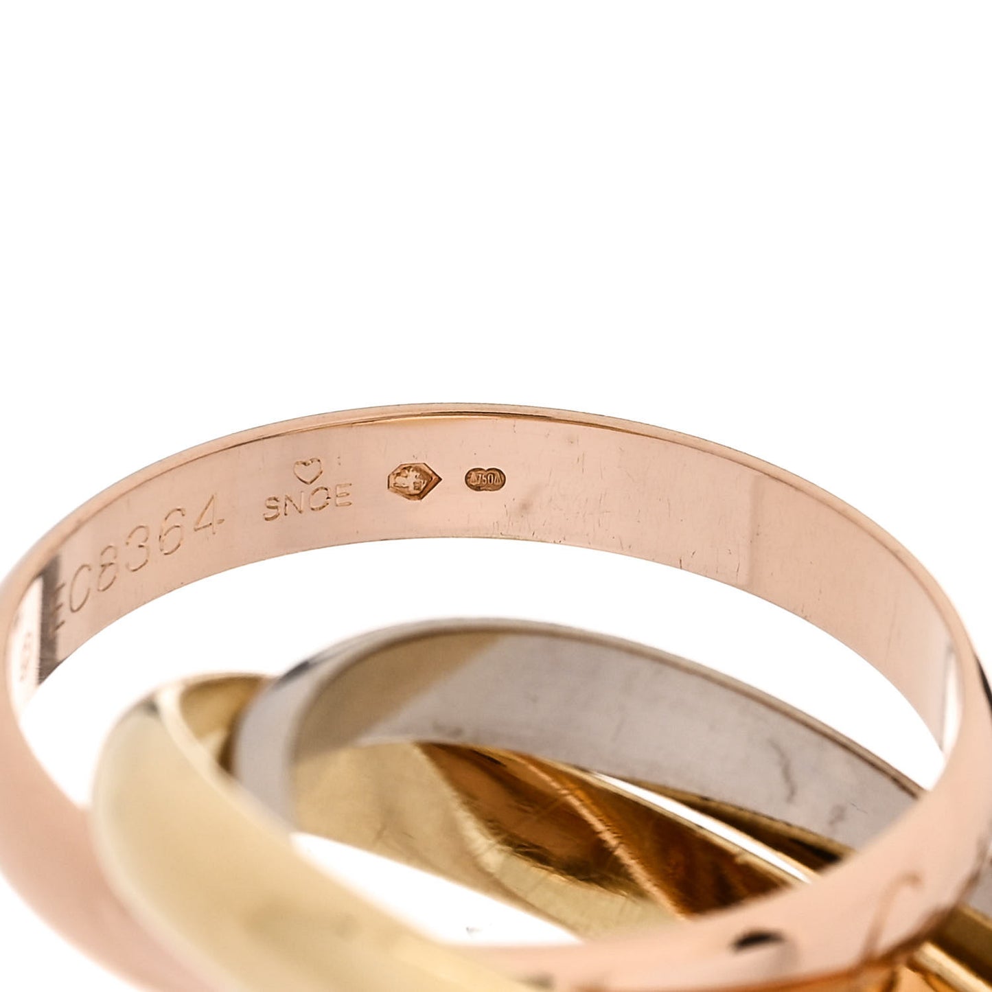 18K Pink Yellow White Gold Classic Trinity Ring 59 8.75