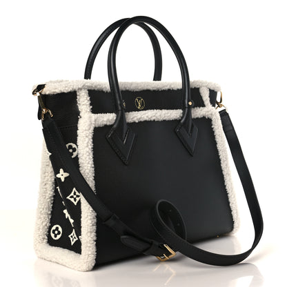 Louis Vuitton Grained Calfskin Shearling On My Side MM Black 3 of 8