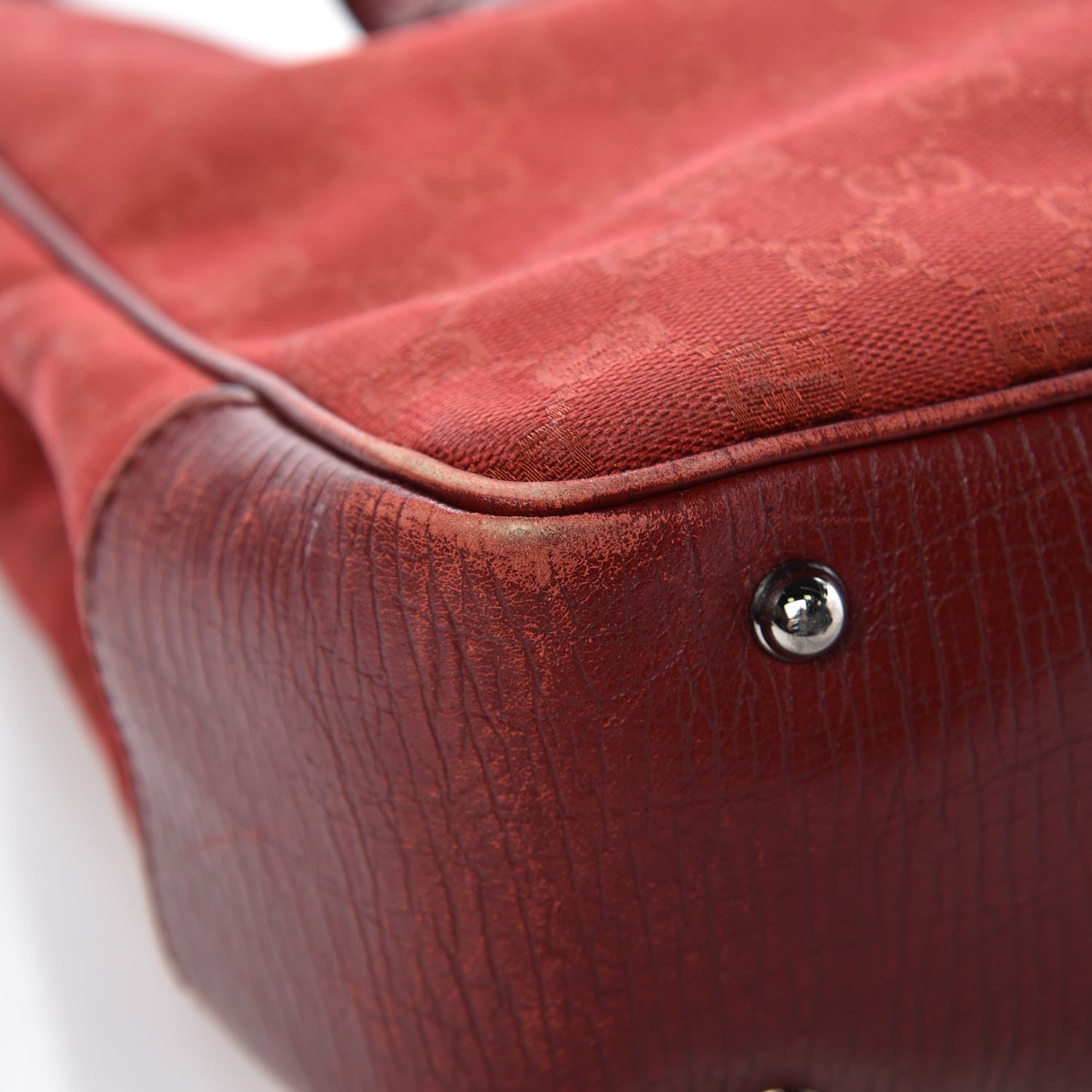Gucci Monogram Small Bamboo Tote Red 9 of 17