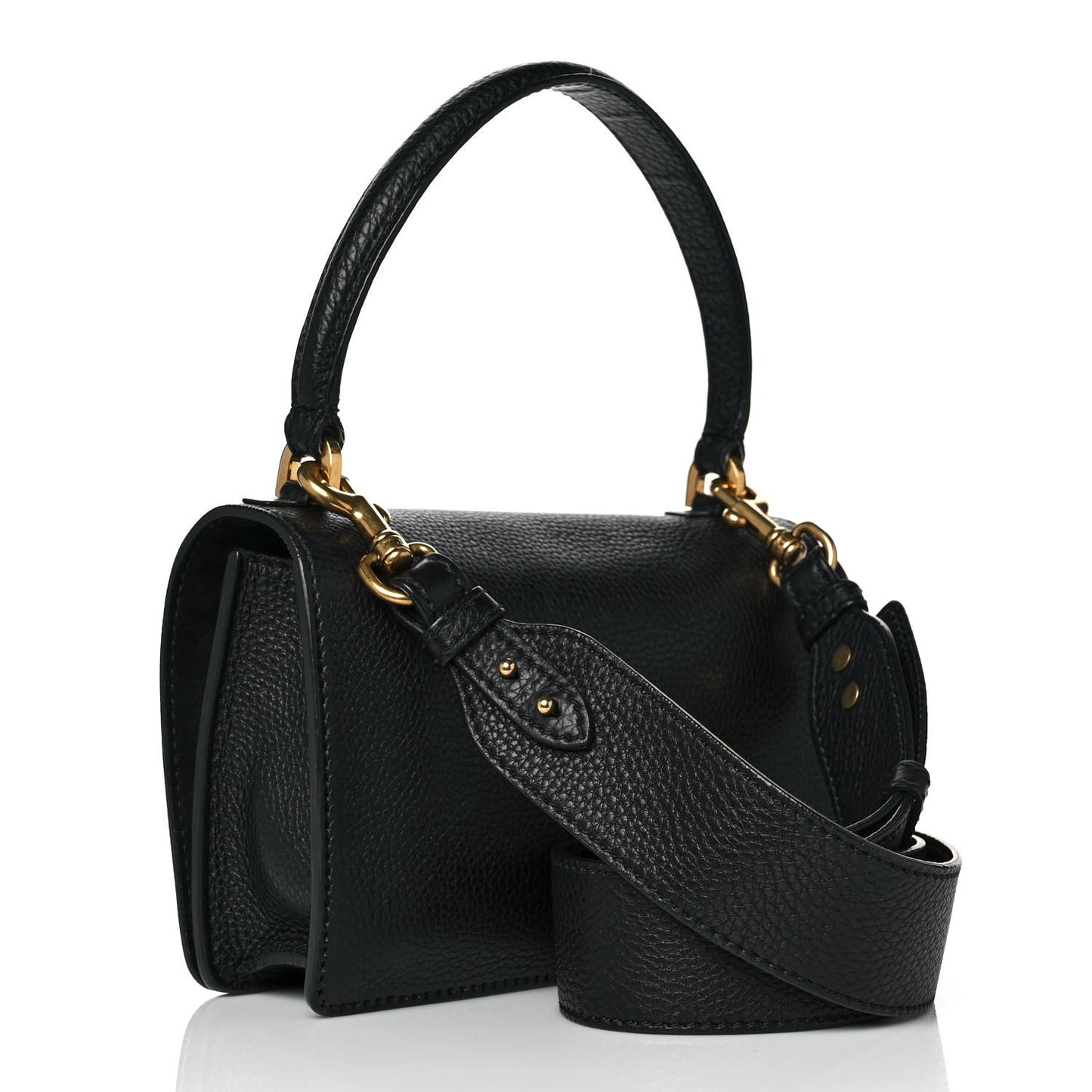 Grained Calfskin Dio(r)evolution Top Handle Flap Bag Black
