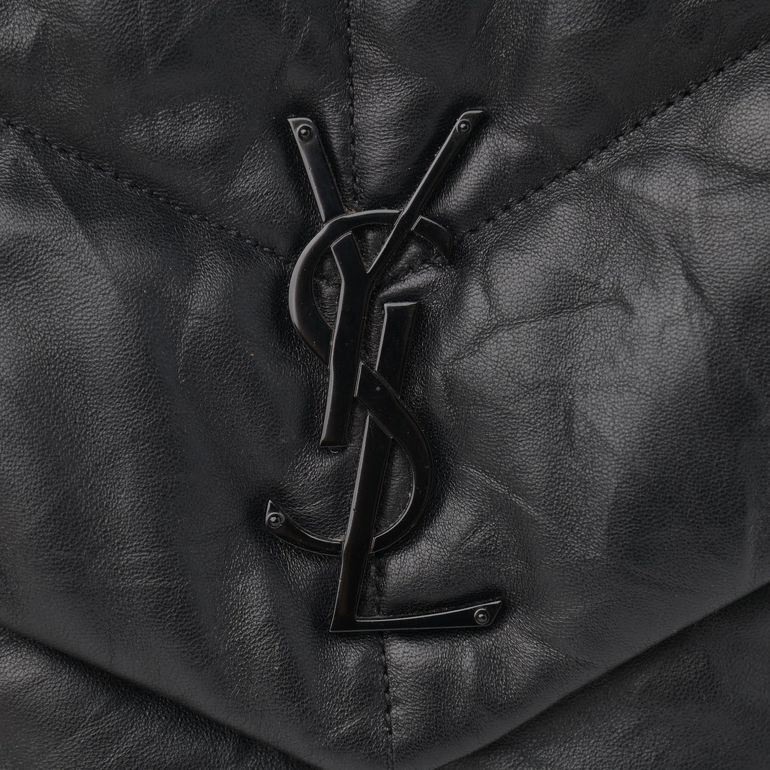 Saint Laurent Calfskin Quilted Medium Loulou Puffer Monogram Chain Satchel Black 9 of 12