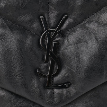 Saint Laurent Calfskin Quilted Medium Loulou Puffer Monogram Chain Satchel Black 9 of 12