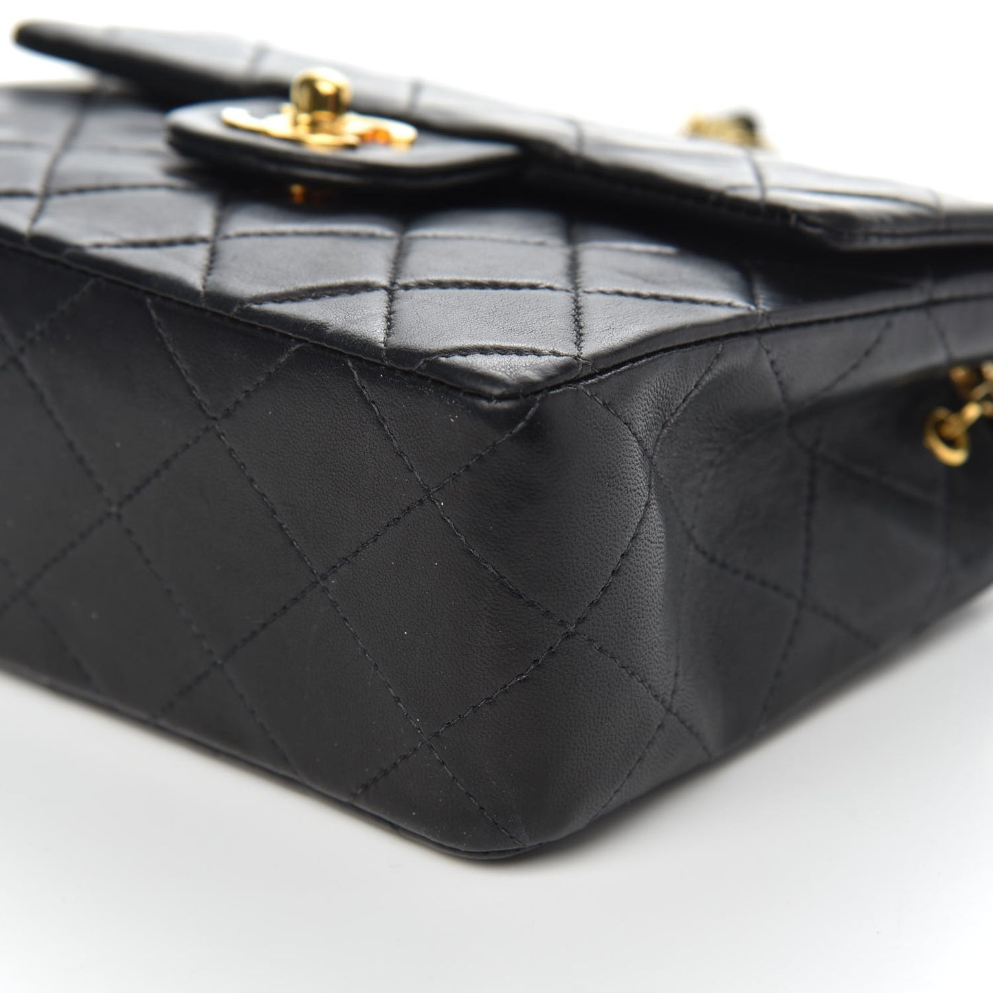 Lambskin Quilted Mini Square Flap Black