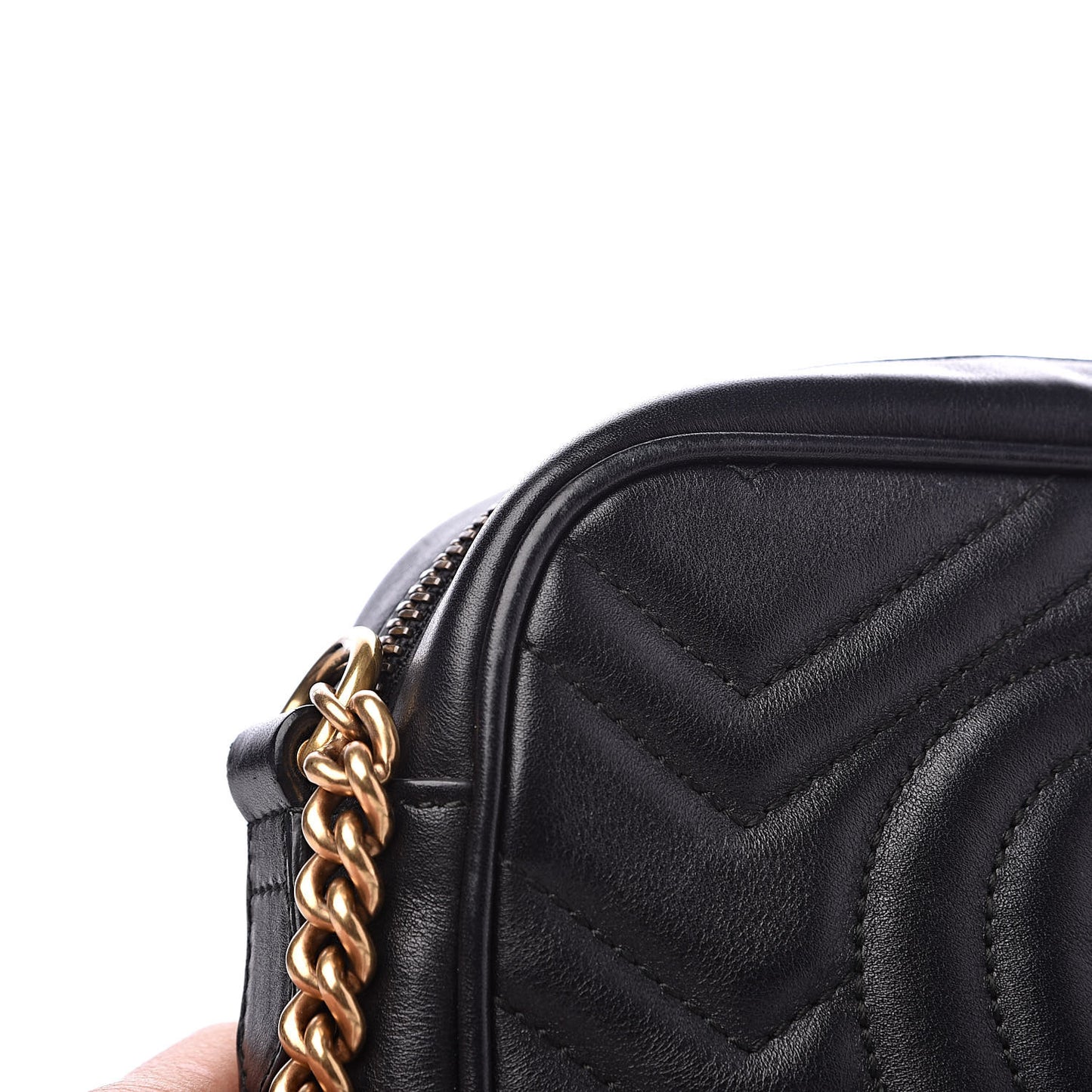 Calfskin Matelasse Mini GG Marmont Chain Shoulder Bag Black