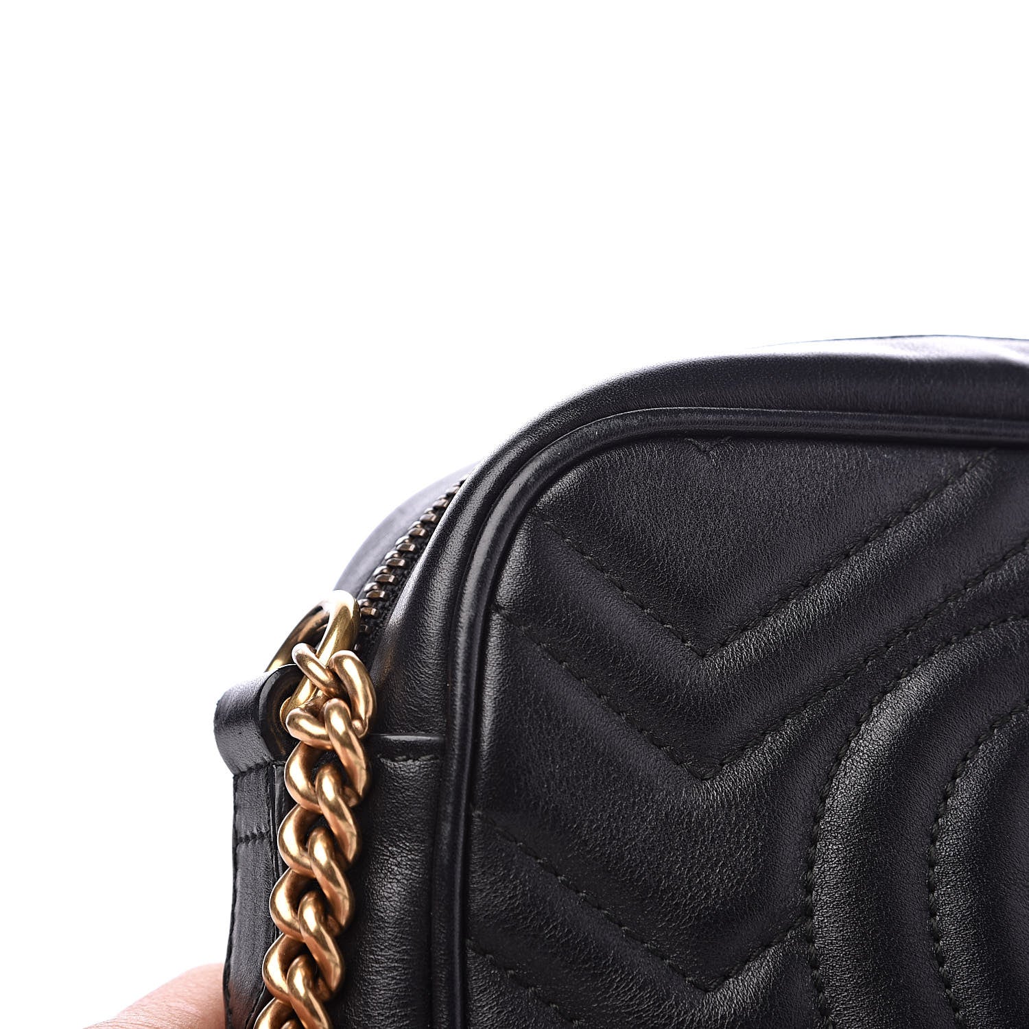 Gucci Calfskin Matelasse Mini GG Marmont Chain Shoulder Bag Black 12 of 13