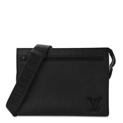 Louis Vuitton Calfskin Aerogram Messenger Black 1 of 8
