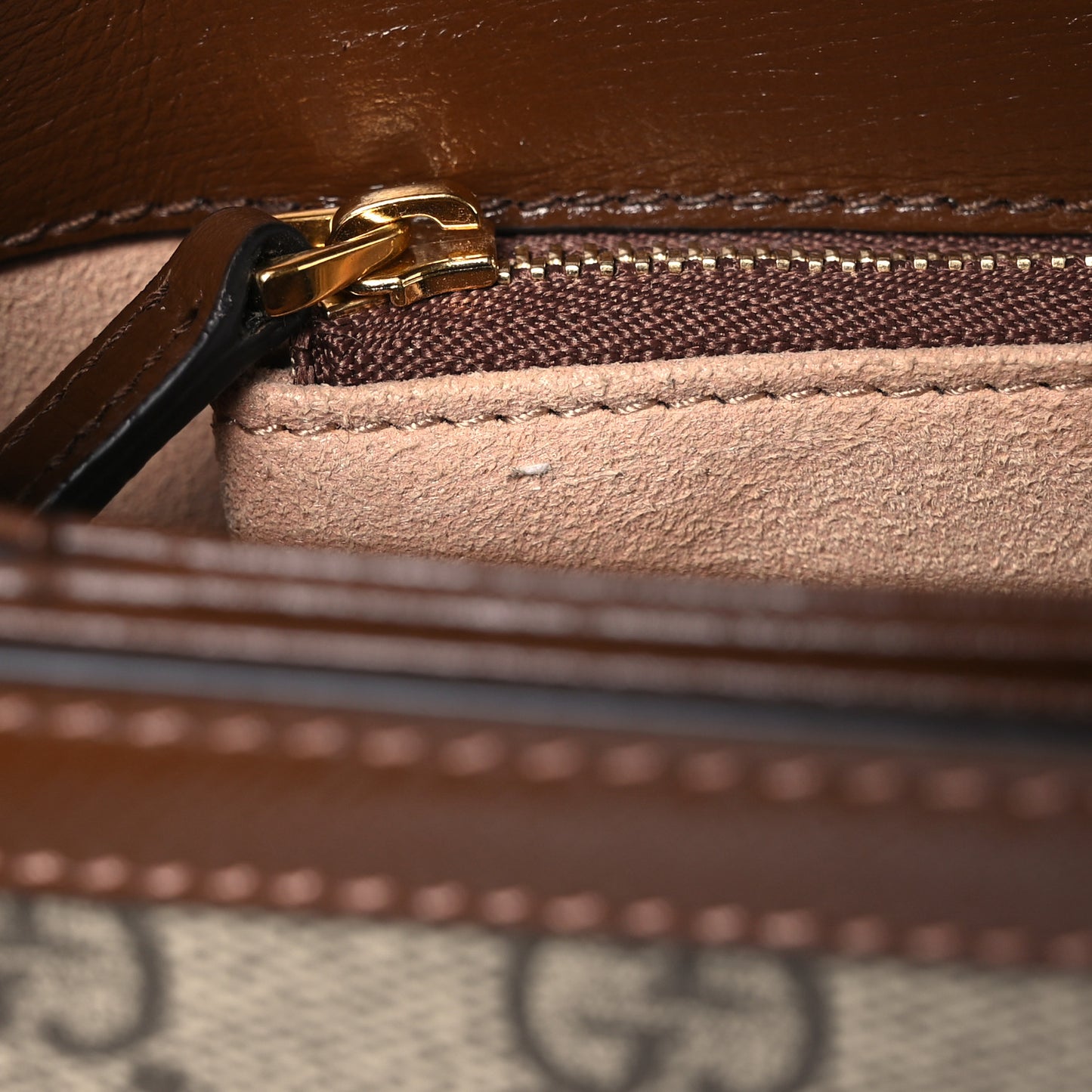 GG Supreme Monogram Horsebit 1955 Shoulder Bag Beige Brown Sugar