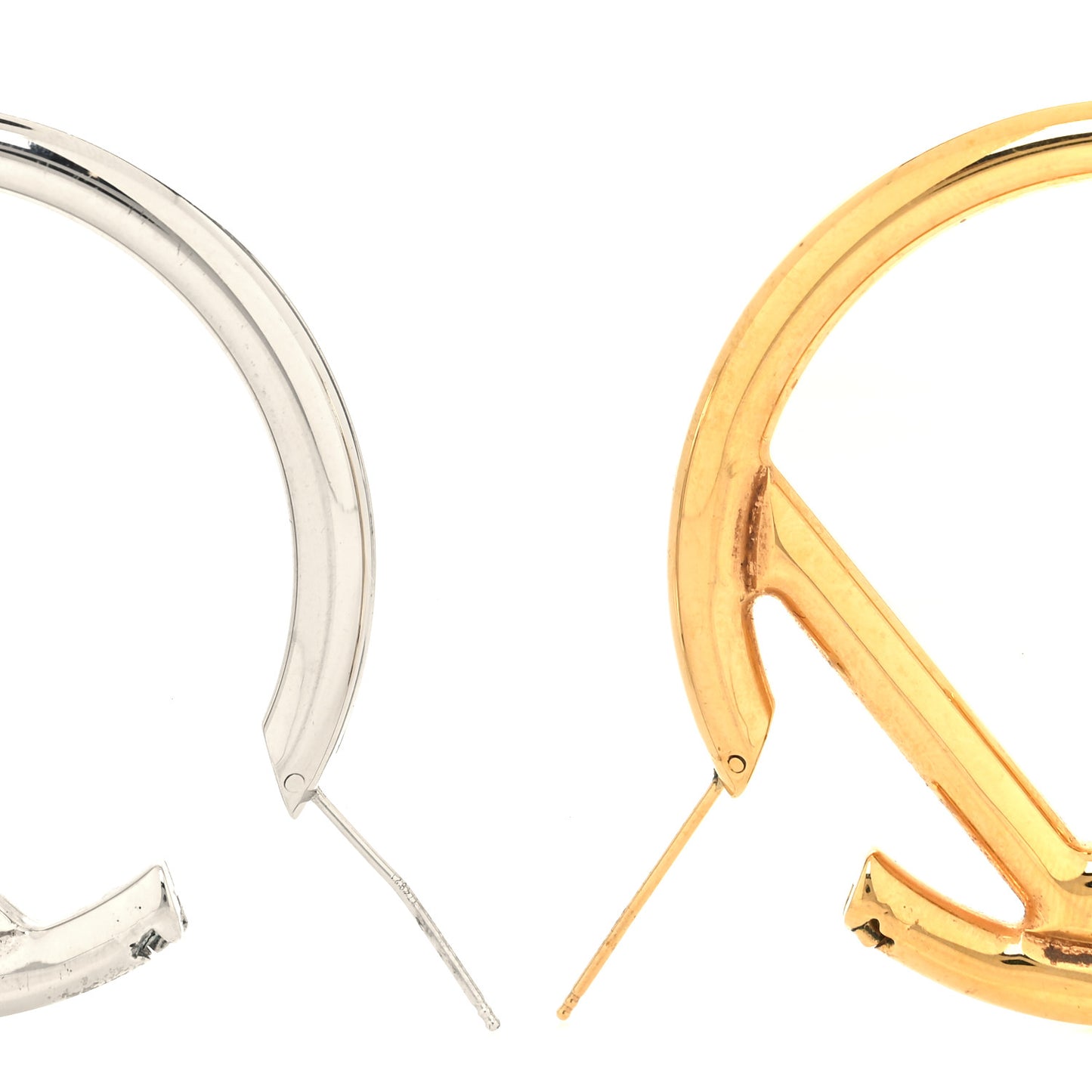 Metal FF Hoop Earrings Gold Silver