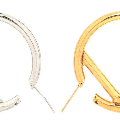 Fendi Metal FF Hoop Earrings Gold Silver 3 of 4