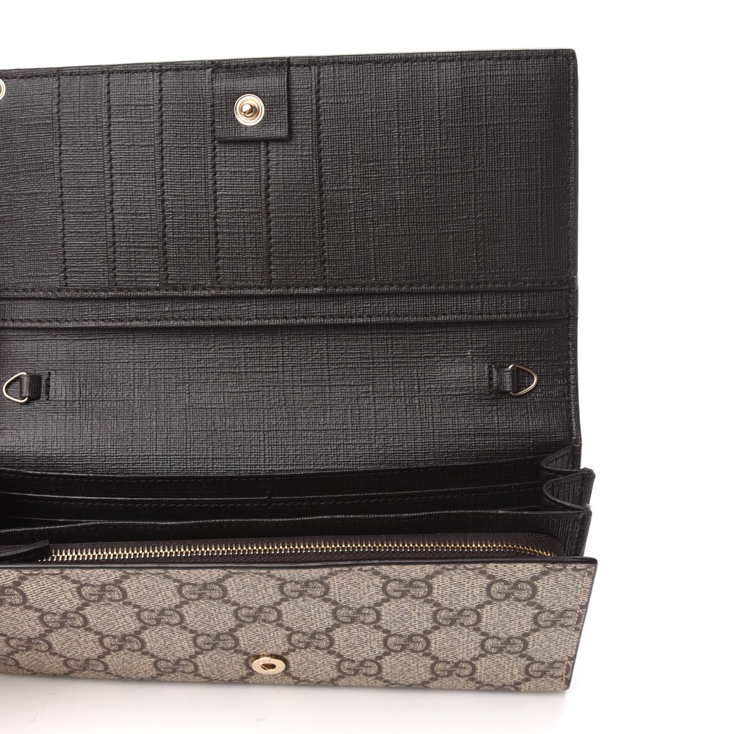 Gucci GG Supreme Monogram GG Pierce Chain Clutch Wallet Beige Ebony Cocoa 5 of 7