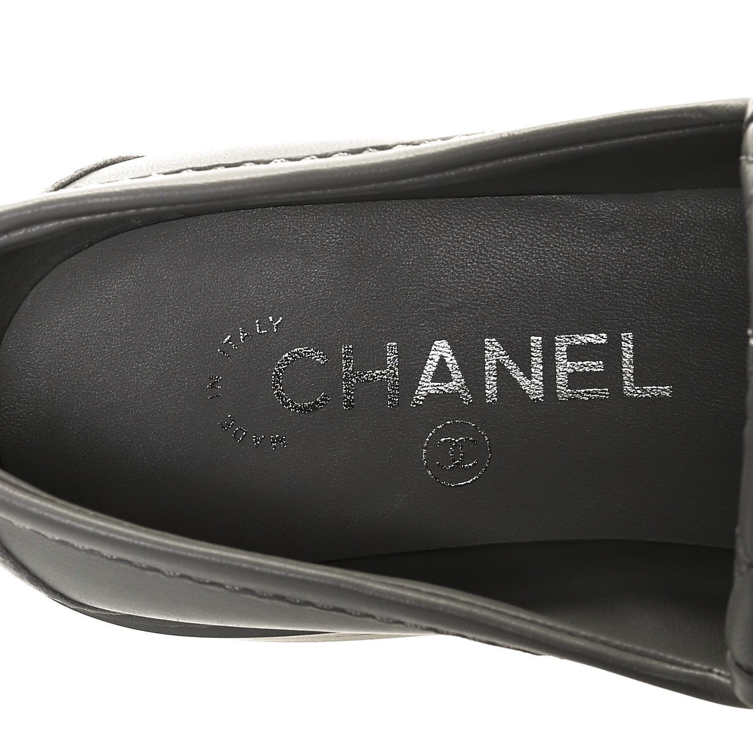 Chanel Lambskin Quilted CC Turnlock Loafers 37.5 Grey 9 of 11