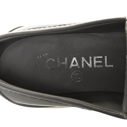 Chanel Lambskin Quilted CC Turnlock Loafers 37.5 Grey 9 of 11