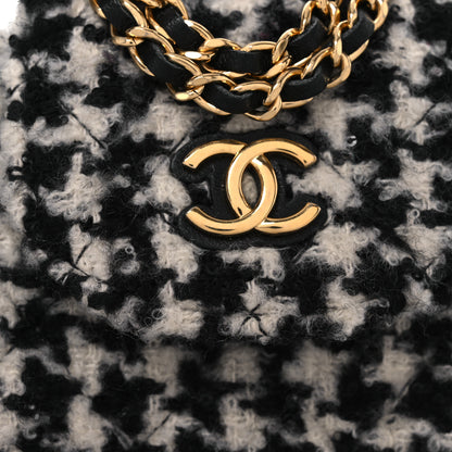 Chanel Tweed Houndstooth Quilted Mini Accordion Clutch With Chain White Black 9 of 13