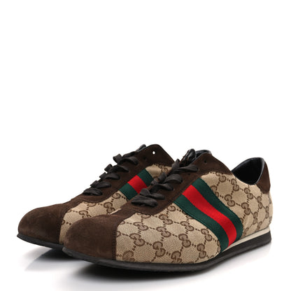 Gucci GG Monogram Suede Vintage Web Mens Sneakers 10.5 Dark Chestnut 4 of 11