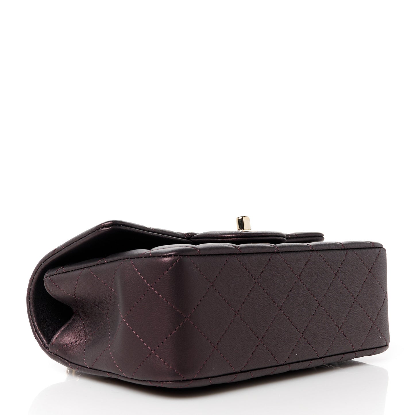 Iridescent Lambskin Quilted Mini Top Handle Rectangular Flap Burgundy