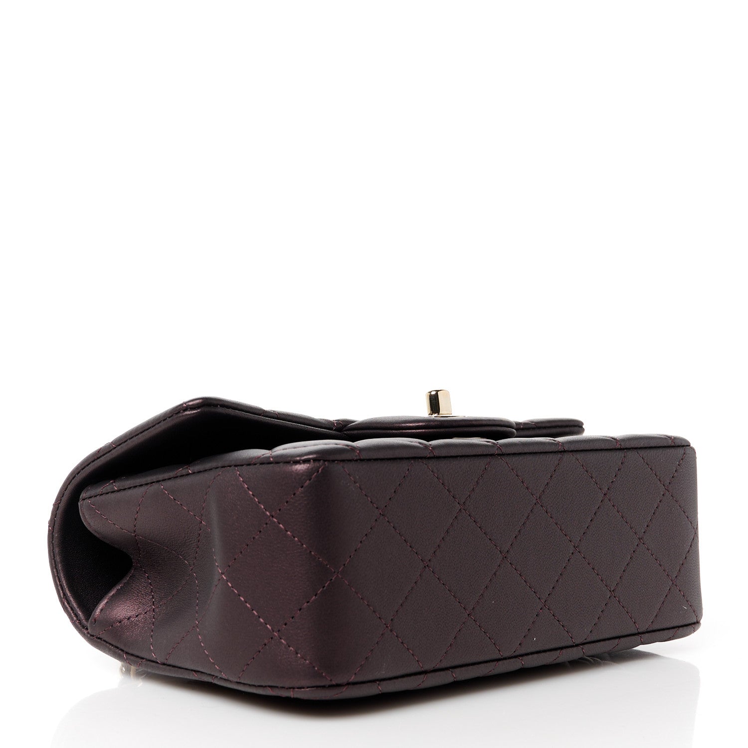 Chanel Iridescent Lambskin Quilted Mini Top Handle Rectangular Flap Burgundy 4 of 12