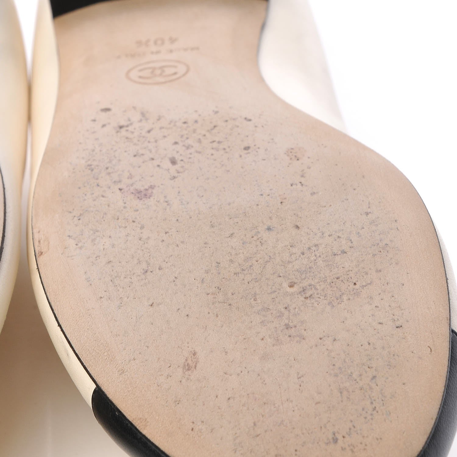 Chanel Lambskin Crystal CC Cap Toe Ballerina Flats 40.5 Beige Black 17 of 20