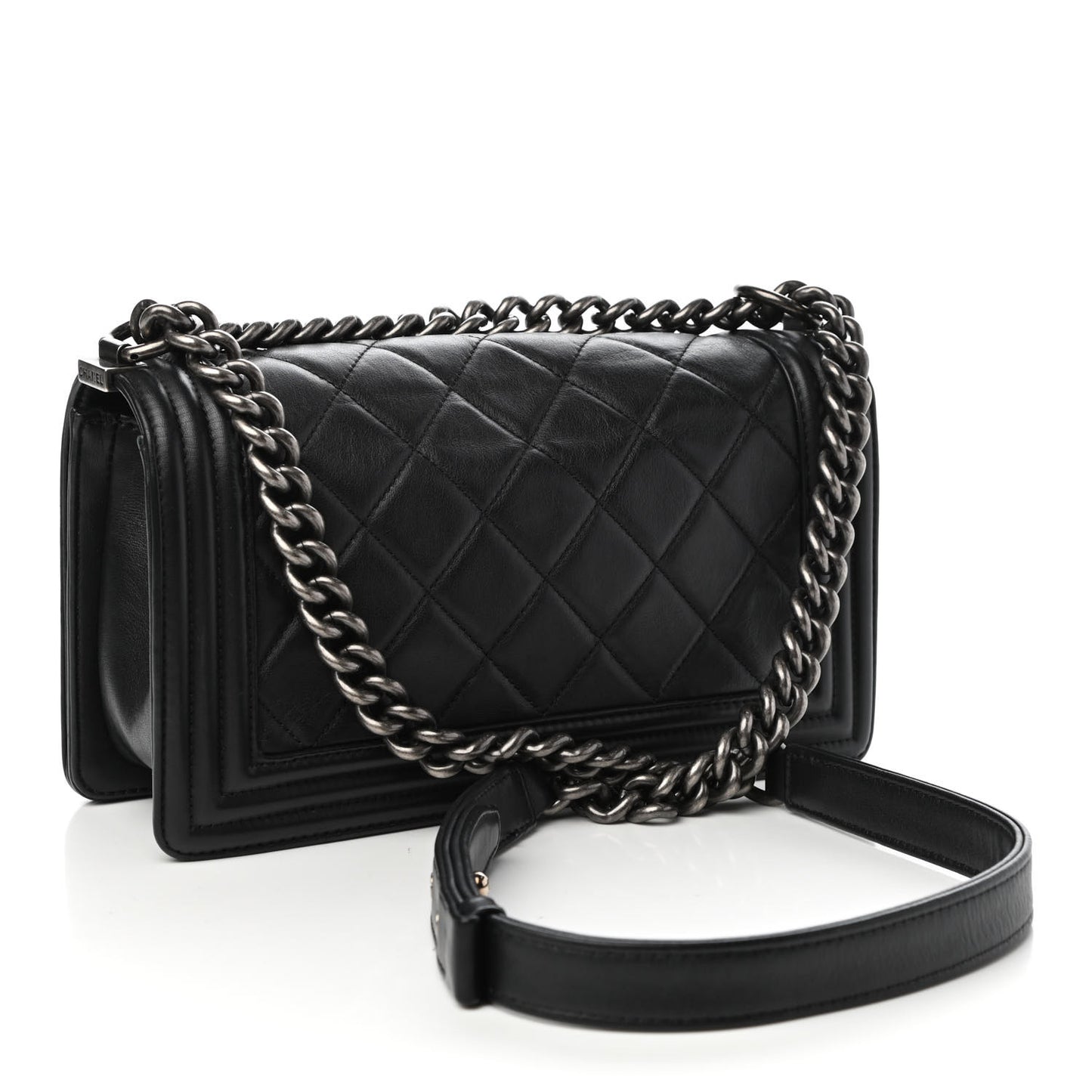 Calfskin Quilted Medium Boy Flap Black