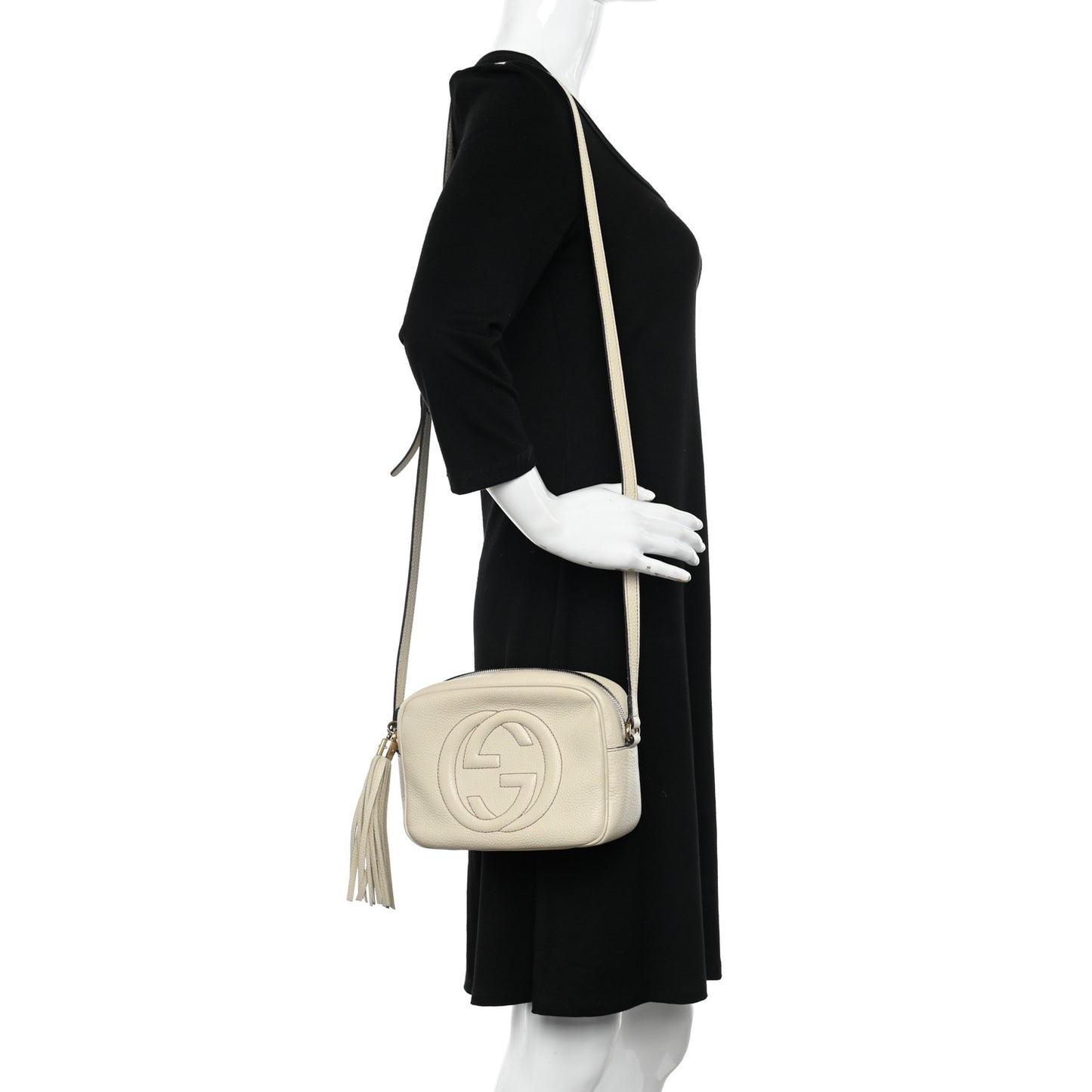 Pebbled Calfskin Small Soho Disco Bag Off White