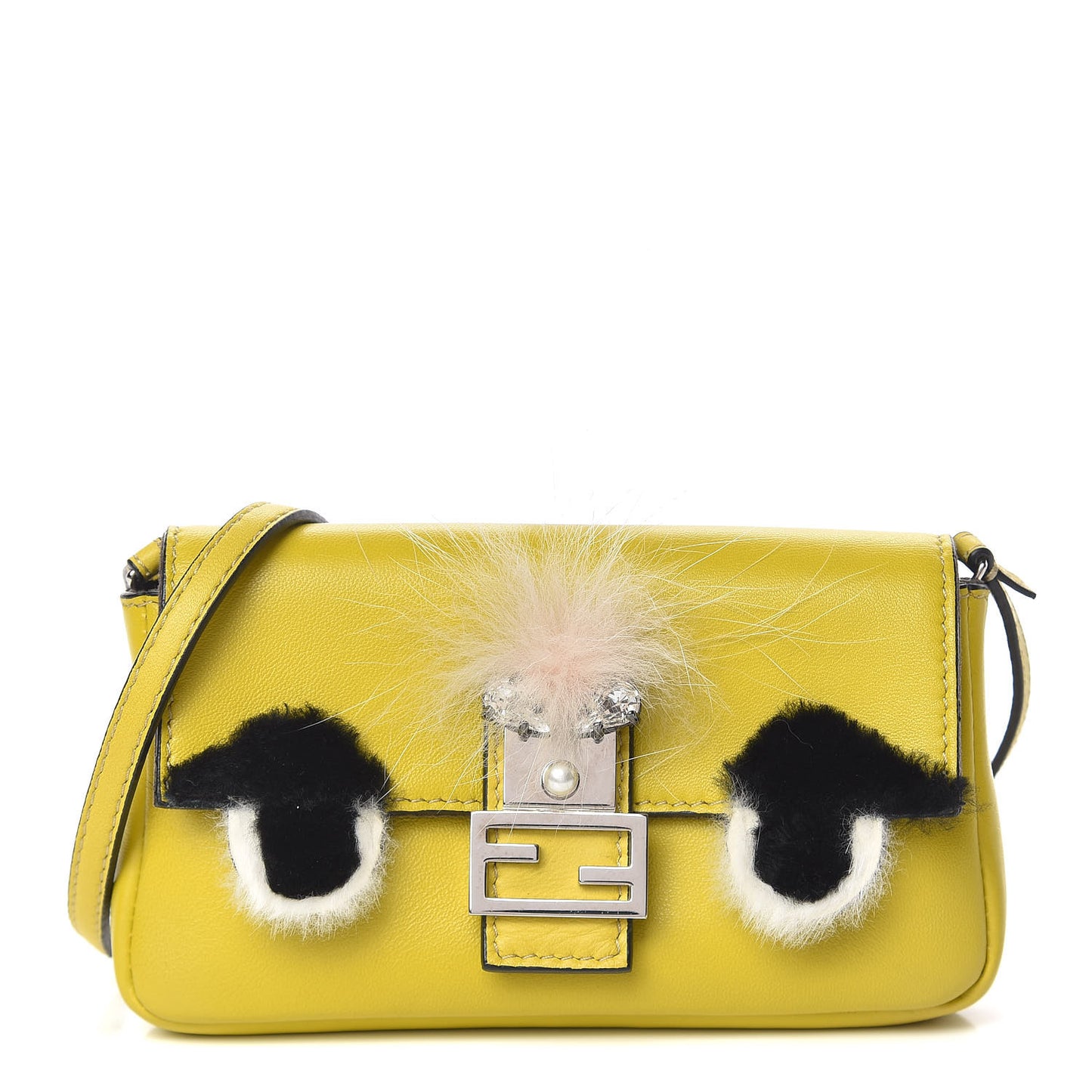 Nappa Rabbit Fox Fur Micro Buggie Baguette Lime Rosa