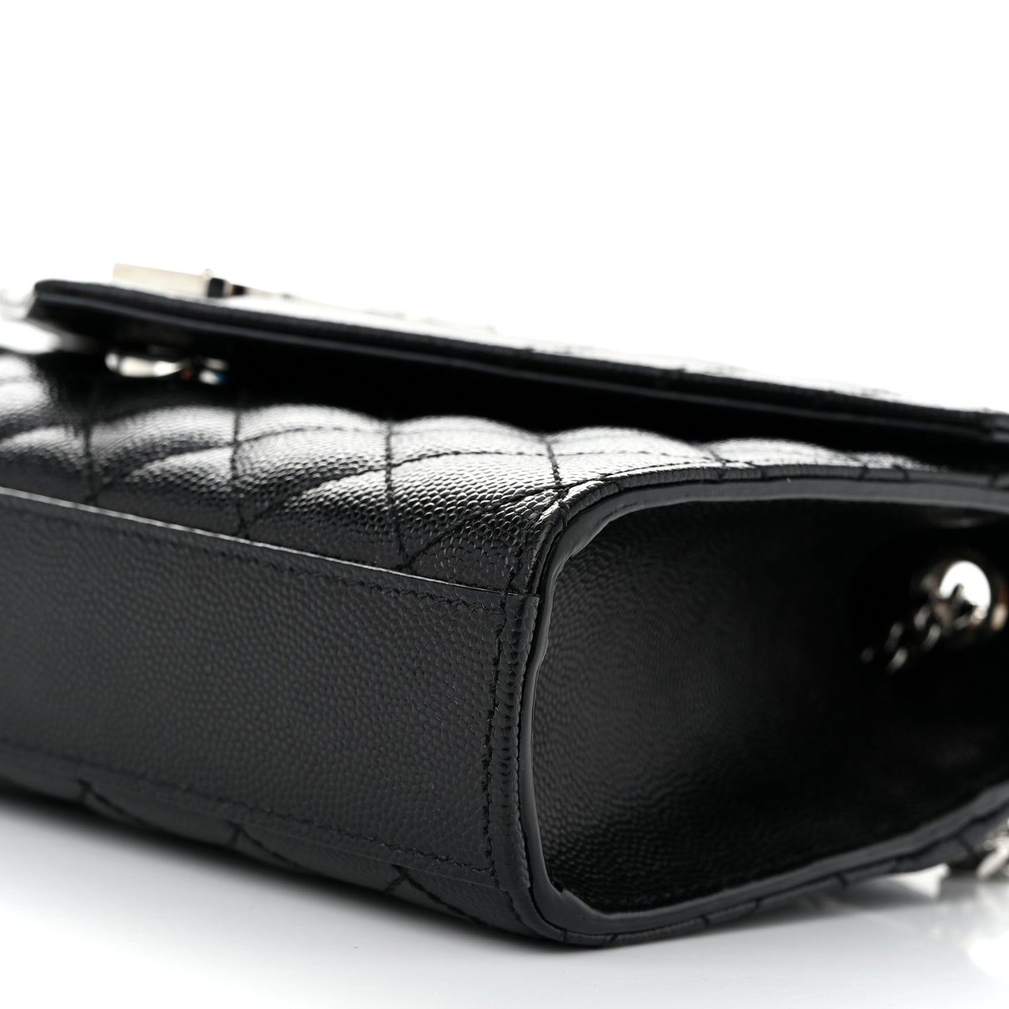 Grain De Poudre Textured Mixed Matelasse Triquilt Small Monogram Satchel Black