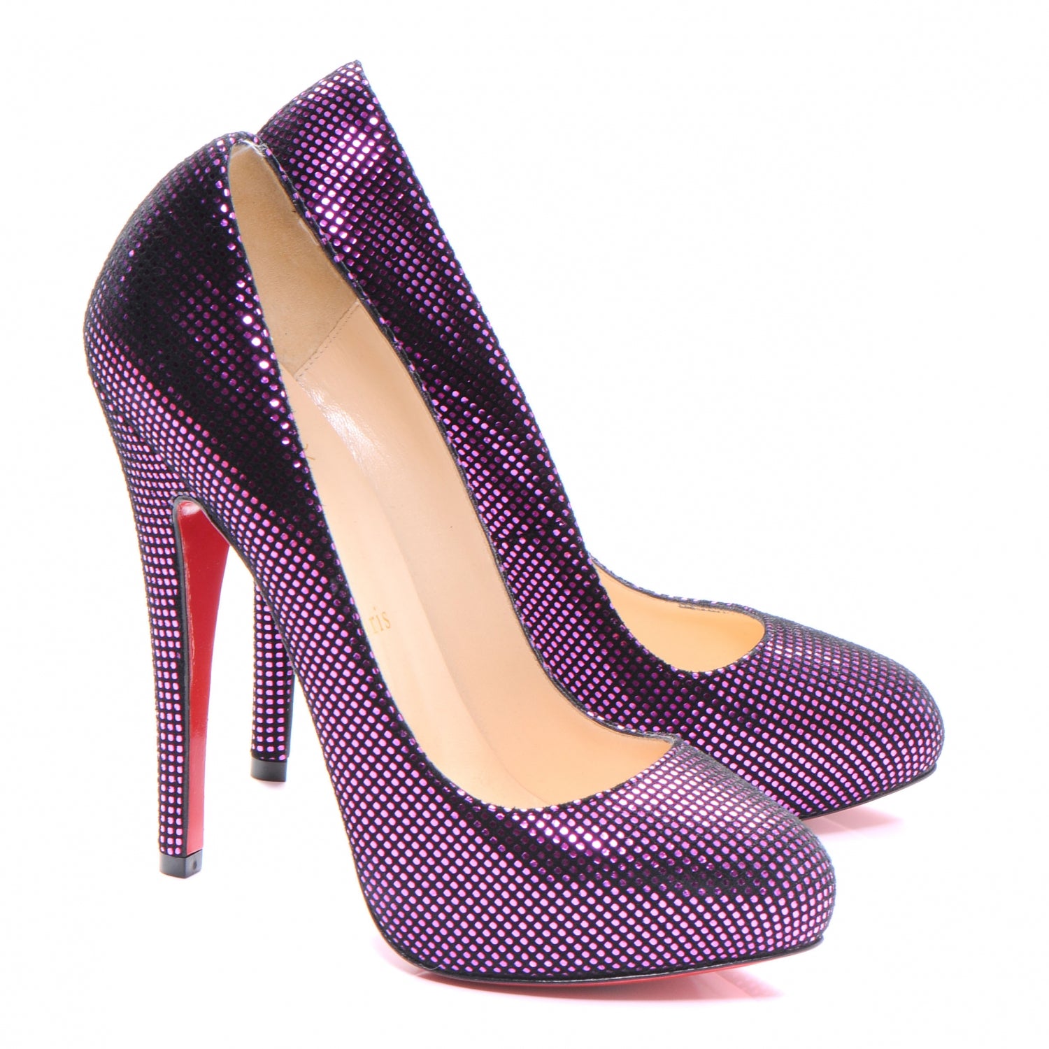 Christian Louboutin Suede Square Metal Declic 120 Pumps 35.5 Purple 3 of 8