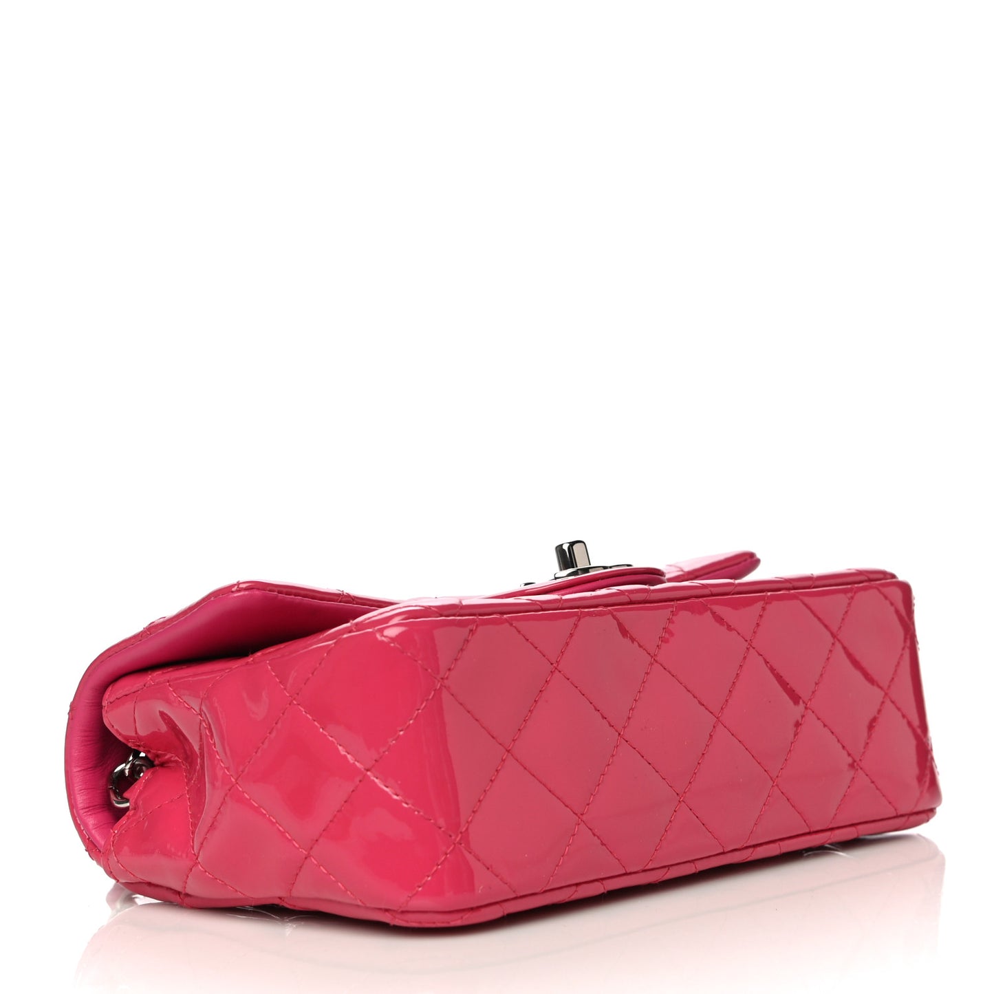 Patent Calfskin Quilted Mini Rectangular Flap Pink