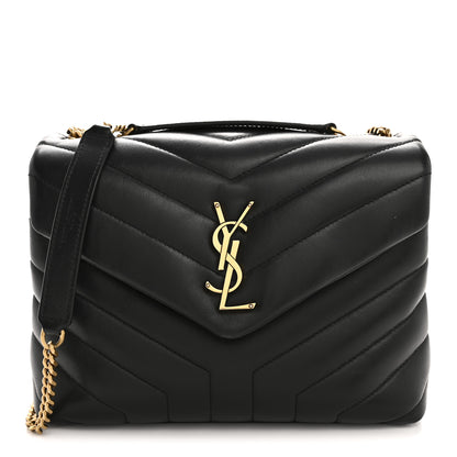 Saint Laurent Calfskin Y Quilted Monogram Small Loulou Chain Satchel Black 1 of 11