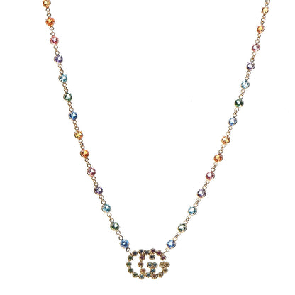 Gucci 18K Yellow Gold Multistone Double-G Pendant Necklace 1 of 8