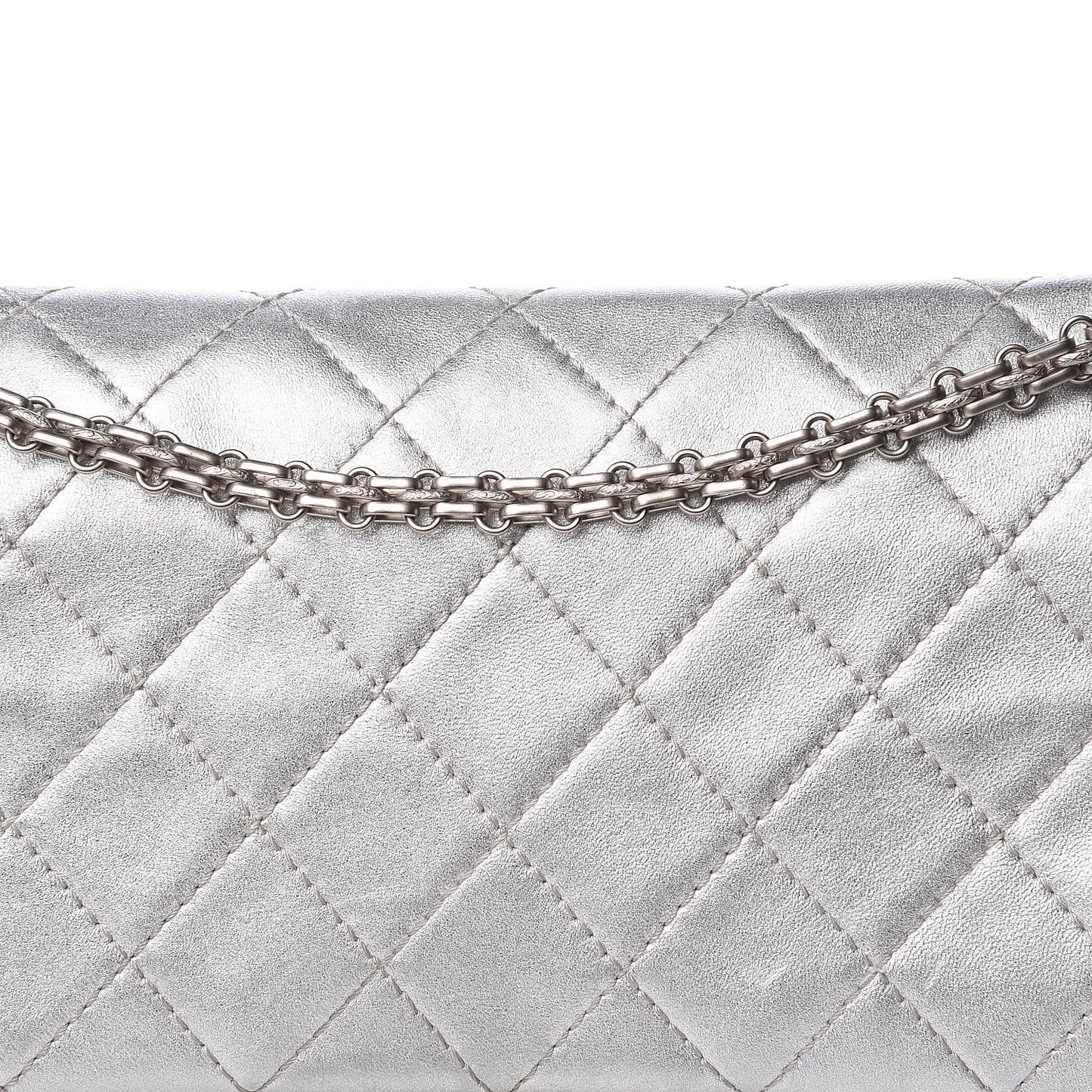 Metallic Lambskin Quilted 2.55 Reissue 227 Flap Silver
