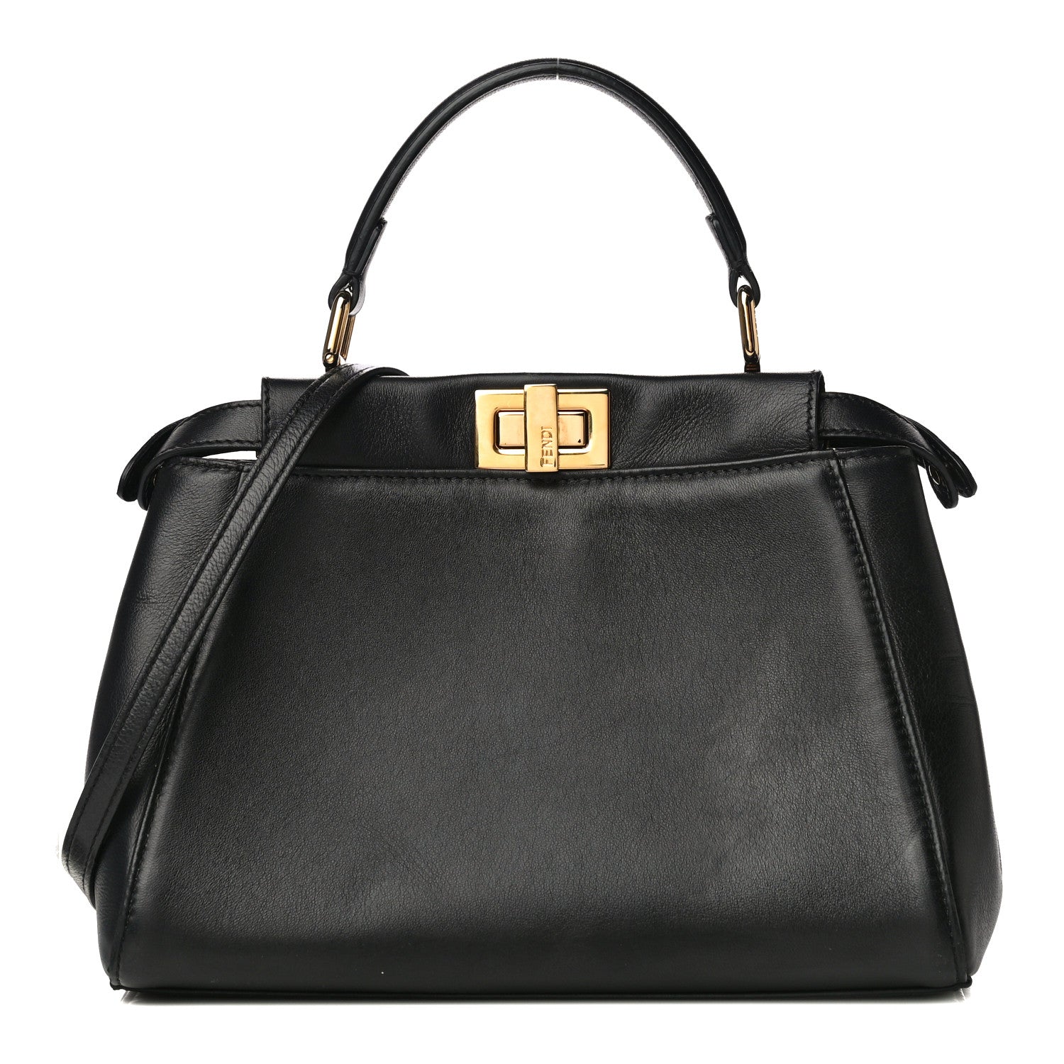 Fendi Nappa Mini Peekaboo Iconic Satchel Black 1 of 26