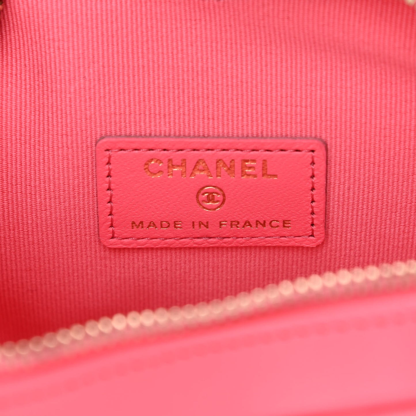 Lambskin Quilted CC In Love Heart Clutch With Chain Pink