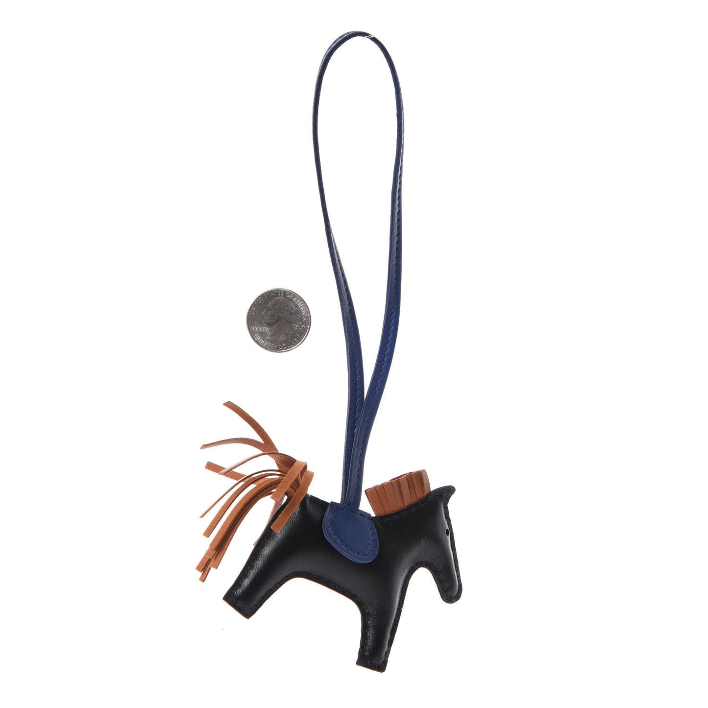 Milo Lambskin Grigri Rodeo Horse Bag Charm PM Black Bleu Saphir Gold