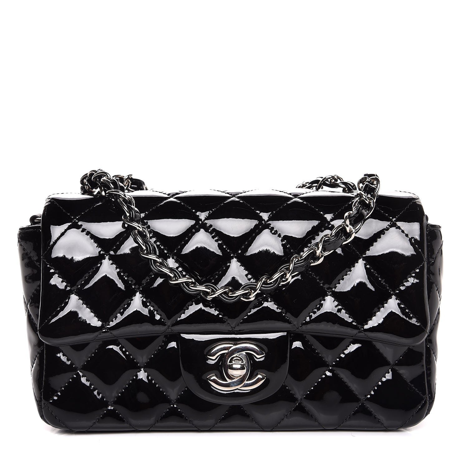 Chanel Patent Calfskin Quilted Mini Rectangular Flap Black 1 of 8