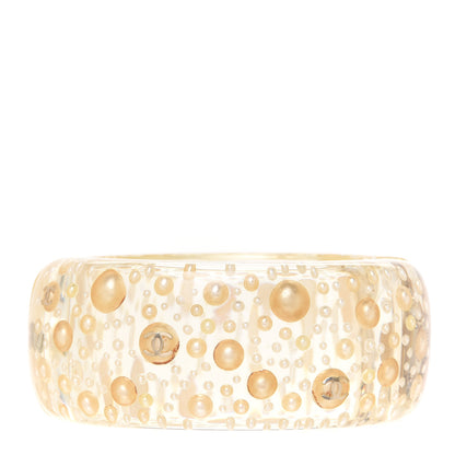 Chanel Resin CC Pearl Cuff Transparent White 3 of 4