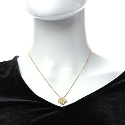 Van Cleef & Arpels 18K Yellow Gold Diamond Yellow Mother of Pearl Vintage Alhambra Pendant Necklace 2 of 7