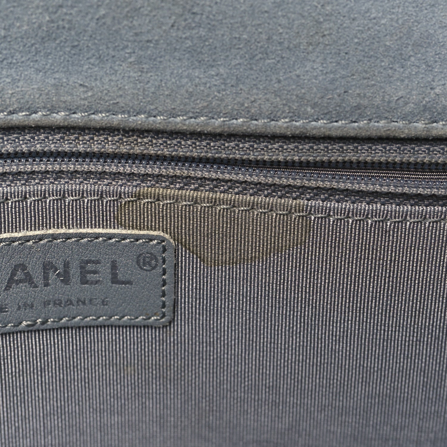 Chanel Suede Chocolate Bar Whipstitch Mademoiselle Flap Grey 10 of 11