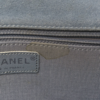 Chanel Suede Chocolate Bar Whipstitch Mademoiselle Flap Grey 10 of 11