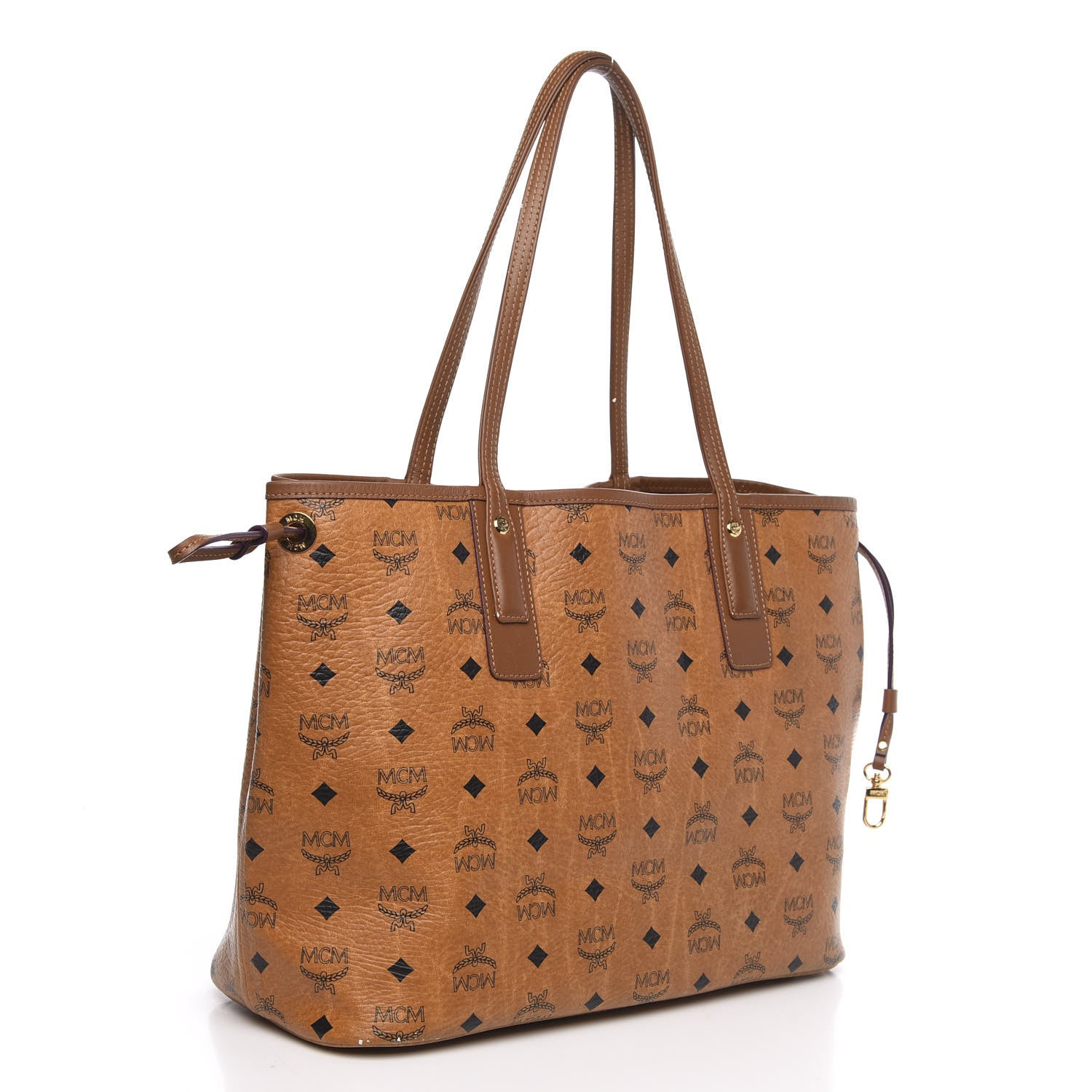 MCM Visetos Medium Liz Reversible Shopper Tote Cognac 5 of 18