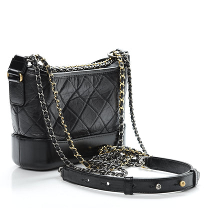 Chanel Aged Calfskin Quilted Small Gabrielle Hobo Black 3 of 11