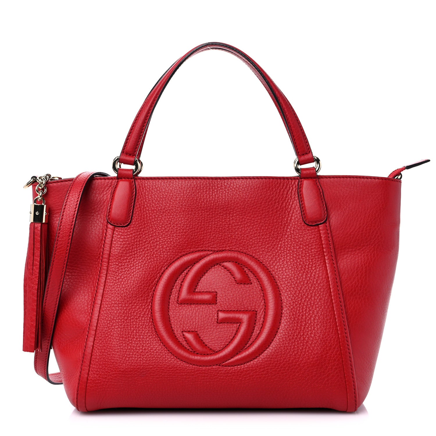 Gucci Pebbled Calfskin Small Soho Top Handle Bag Red 1 of 14