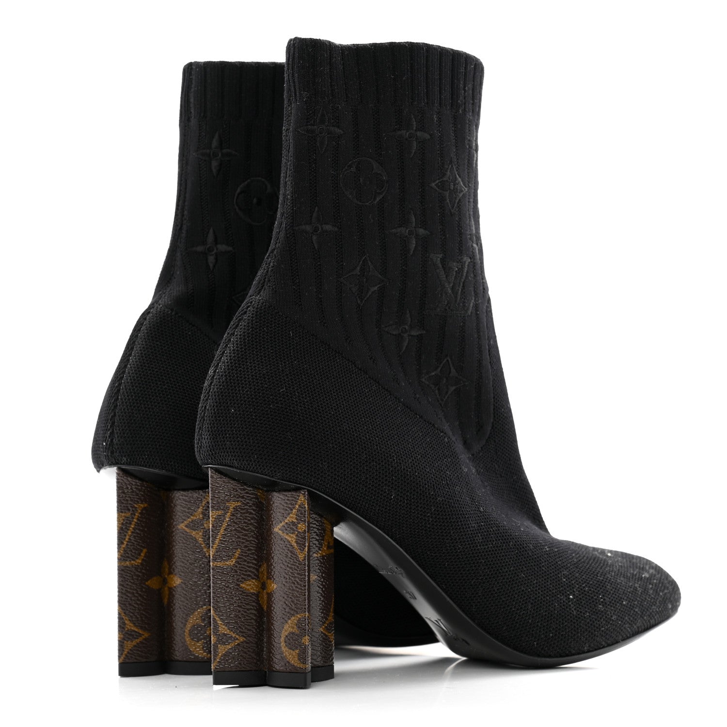Louis Vuitton Monogram Stretch Fabric Silhouette Ankle Boots 37 Black 4 of 8