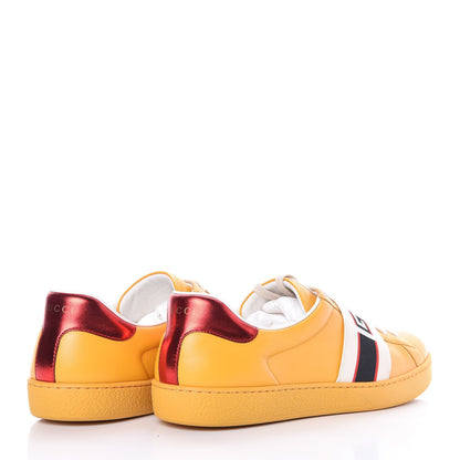 Gucci Calfskin Stripe Mens New Ace Sneakers 12 Crop Ecru Red Flame 4 of 8