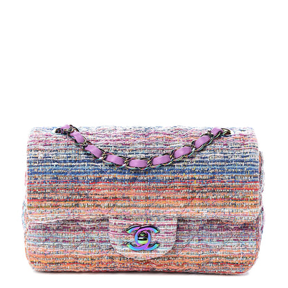 Chanel Tweed Quilted Mini Rectangular Flap Blue Pink Orange 1 of 10